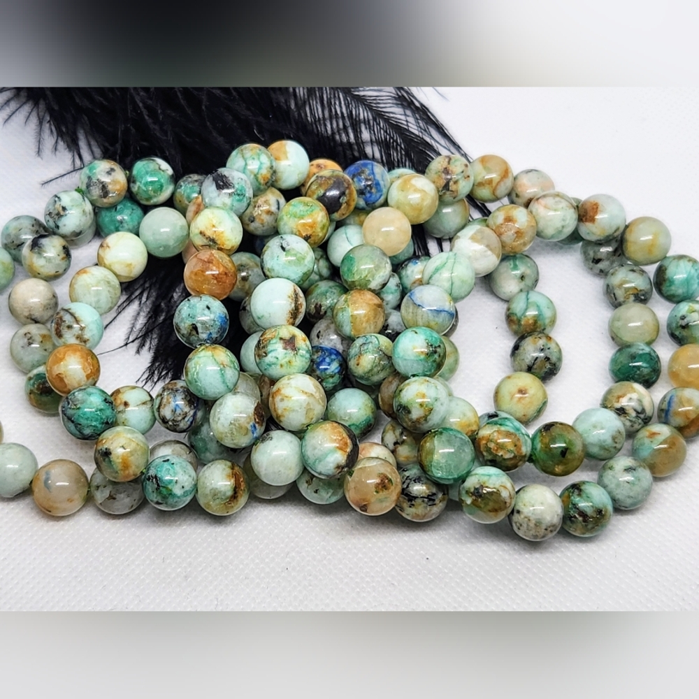 African Turquoise Beaded Stretch Bracelet